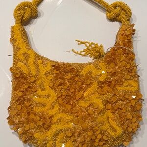 Yellow beaded bag